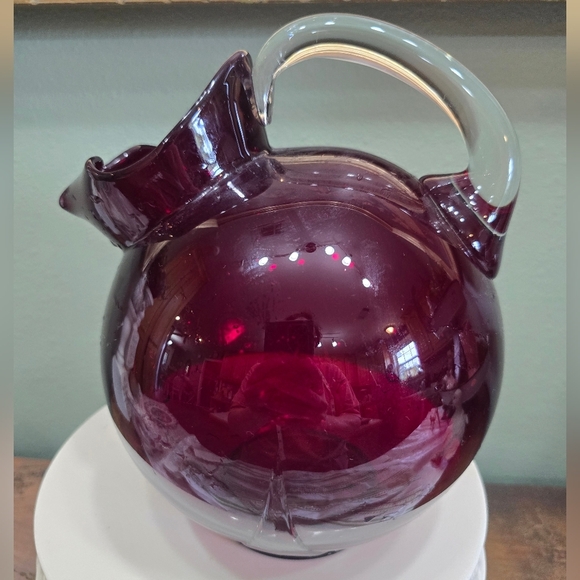 Vintage Cambridge Glass CARMEN Ruby Red Ball Jug, 80oz - Picture 2 of 6